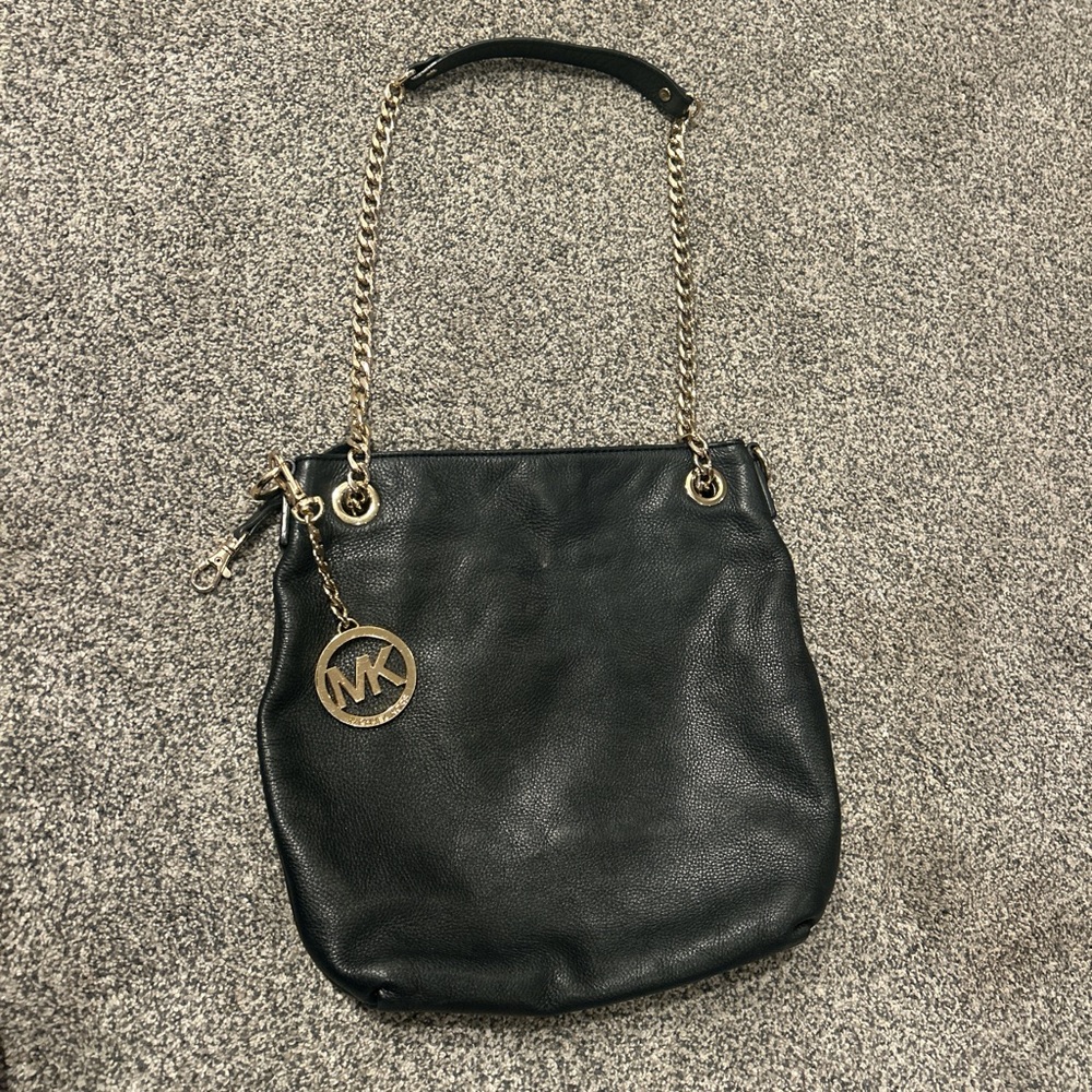Michael Kors Black Shoulder Bag with Gold Chain